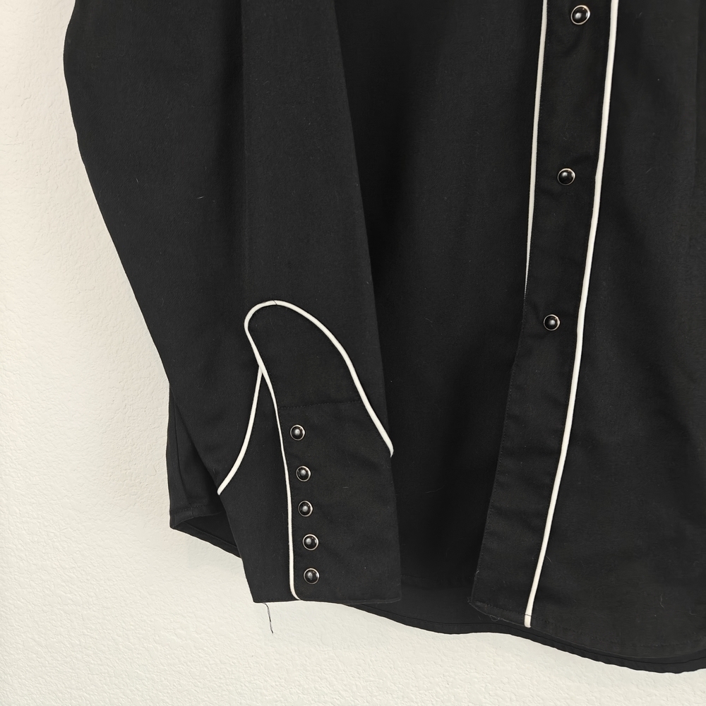 Vintage Roper Black Western Pearl Snap Shirt – White Embroidered Scroll Men’s LG - Picture 3 of 13